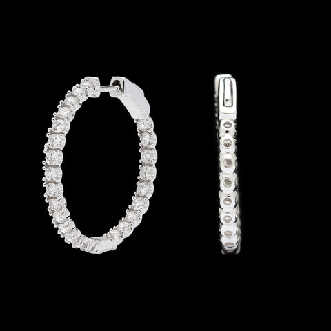 .90ct Diamond Hoop White Gold Earrings