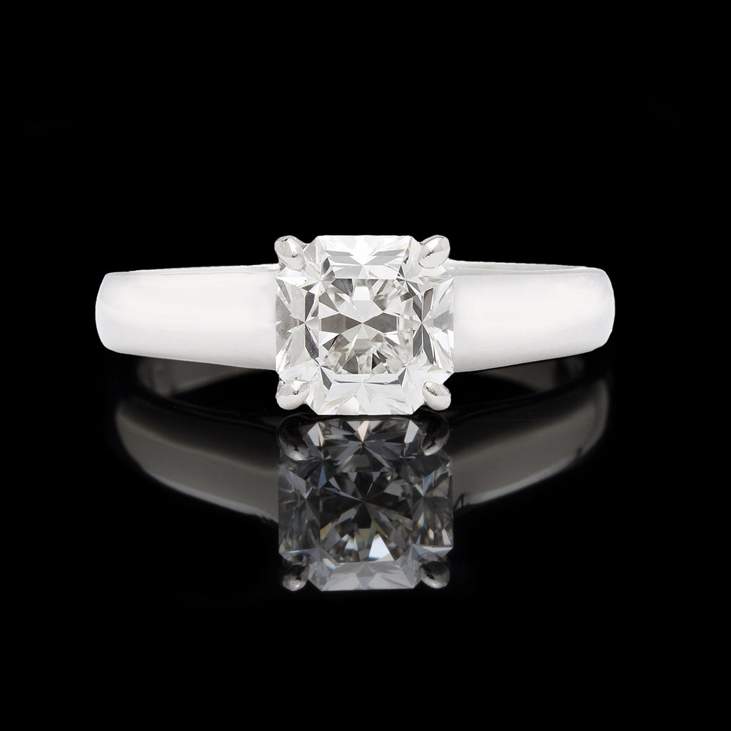 GIA 1.42ct F/VVS1 Cut-Cornered Square Mixed Cut Platinum Ring