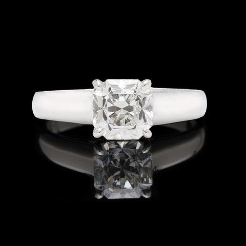 GIA 1.42ct F/VVS1 Cut-Cornered Square Mixed Cut Platinum Ring