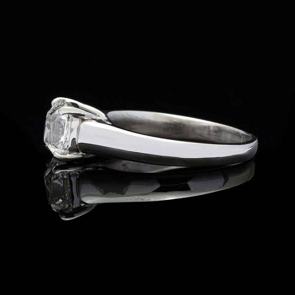 GIA 1.42ct F/VVS1 Cut-Cornered Square Mixed Cut Platinum Ring
