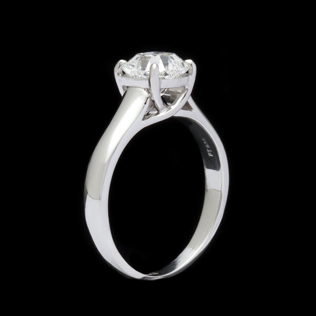 GIA 1.42ct F/VVS1 Cut-Cornered Square Mixed Cut Platinum Ring