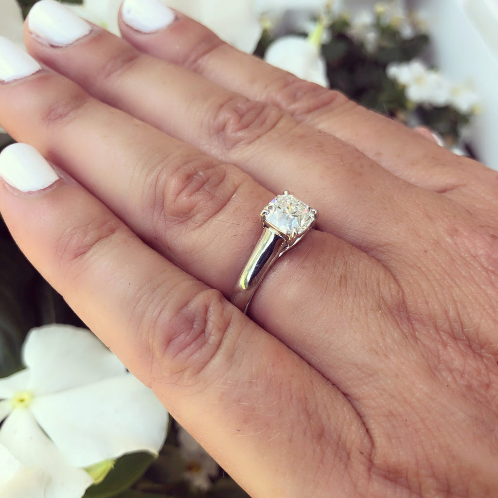 GIA 1.42ct F/VVS1 Cut-Cornered Square Mixed Cut Platinum Ring