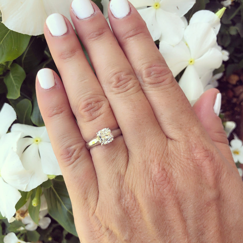 GIA 1.42ct F/VVS1 Cut-Cornered Square Mixed Cut Platinum Ring