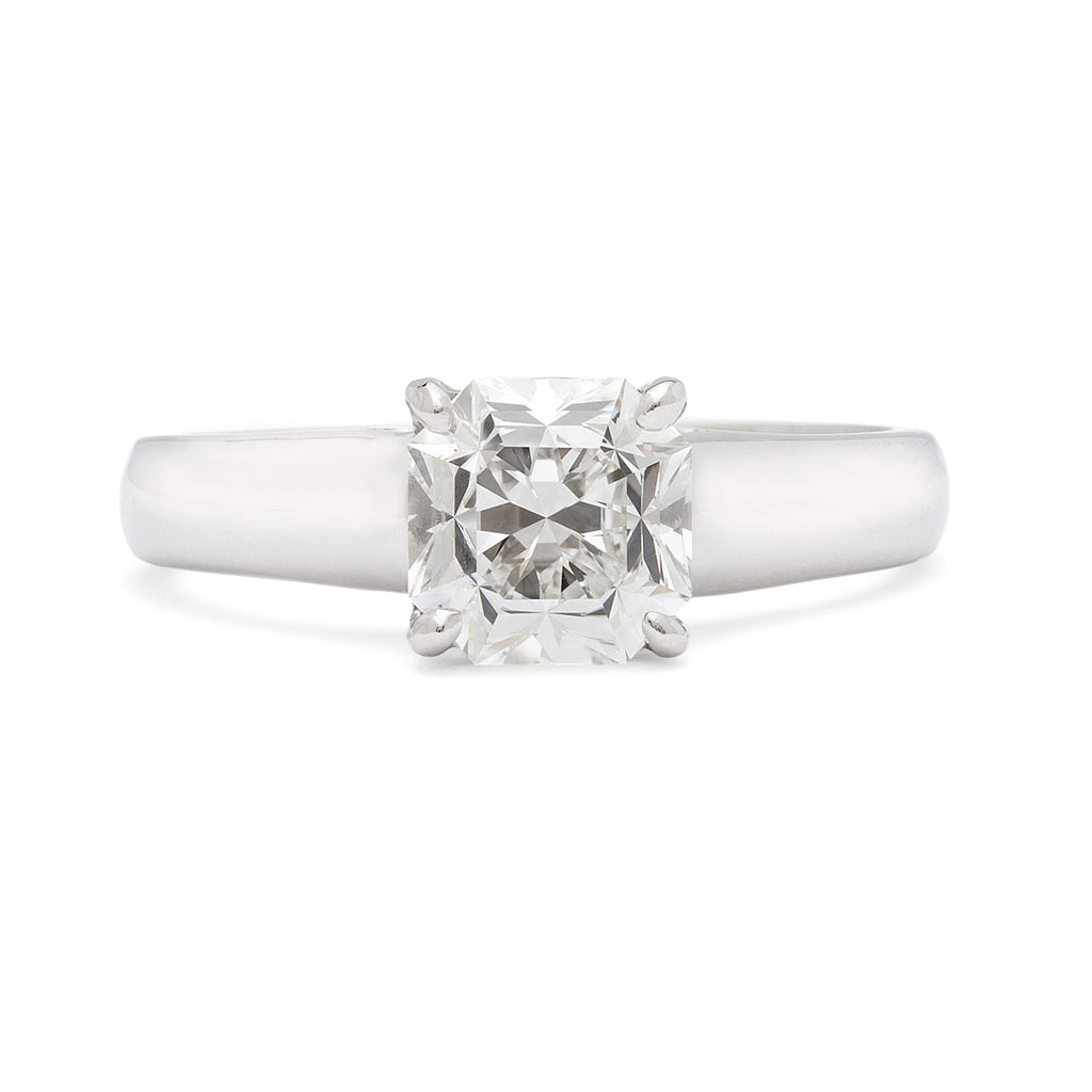 GIA 1.42ct F/VVS1 Cut-Cornered Square Mixed Cut Platinum Ring