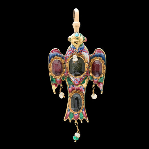 A Qajar Enamelled Gold Pendant, Iran, 19th century