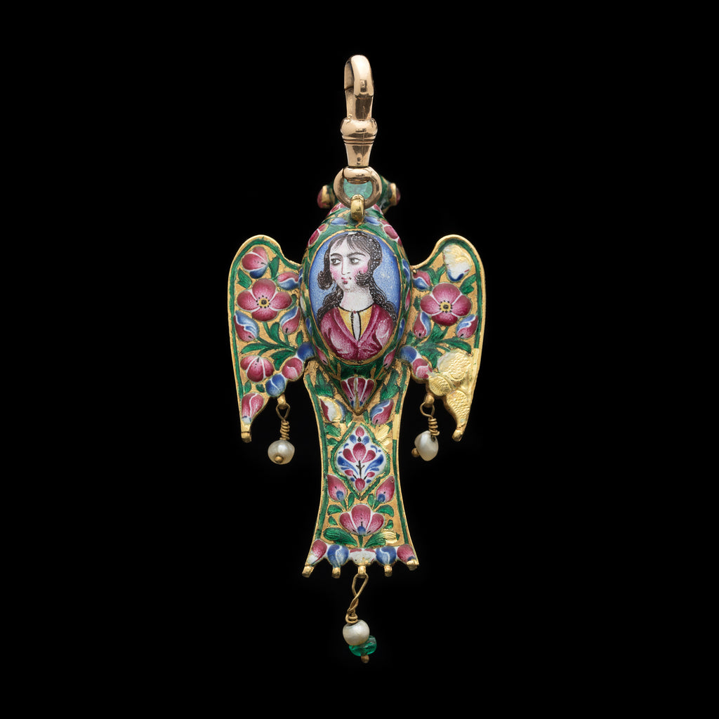 A Qajar Enamelled Gold Pendant, Iran, 19th century