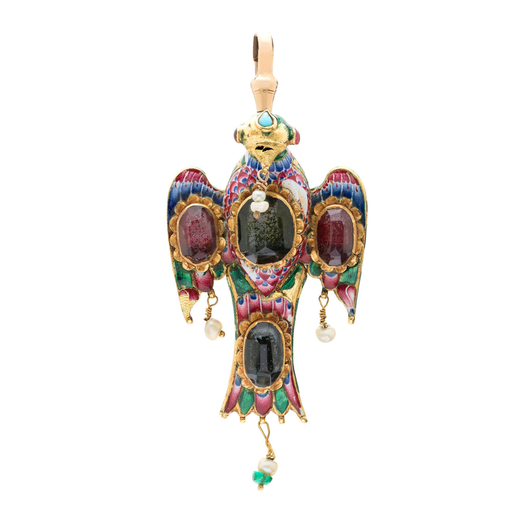 A Qajar Enamelled Gold Pendant, Iran, 19th century