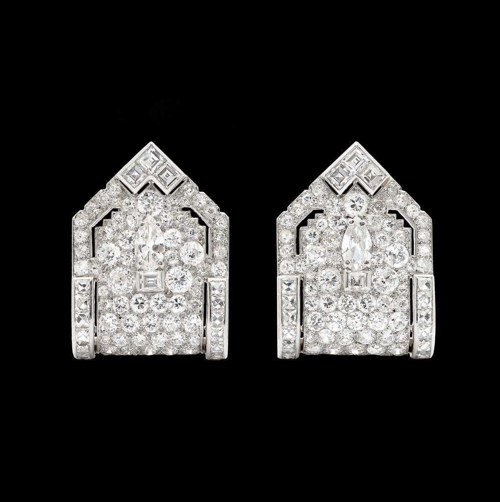 Art Deco Diamond & Platinum Dress Clips