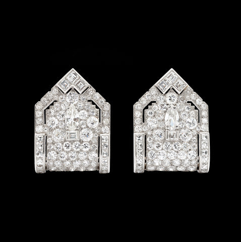 Art Deco Diamond & Platinum Dress Clips