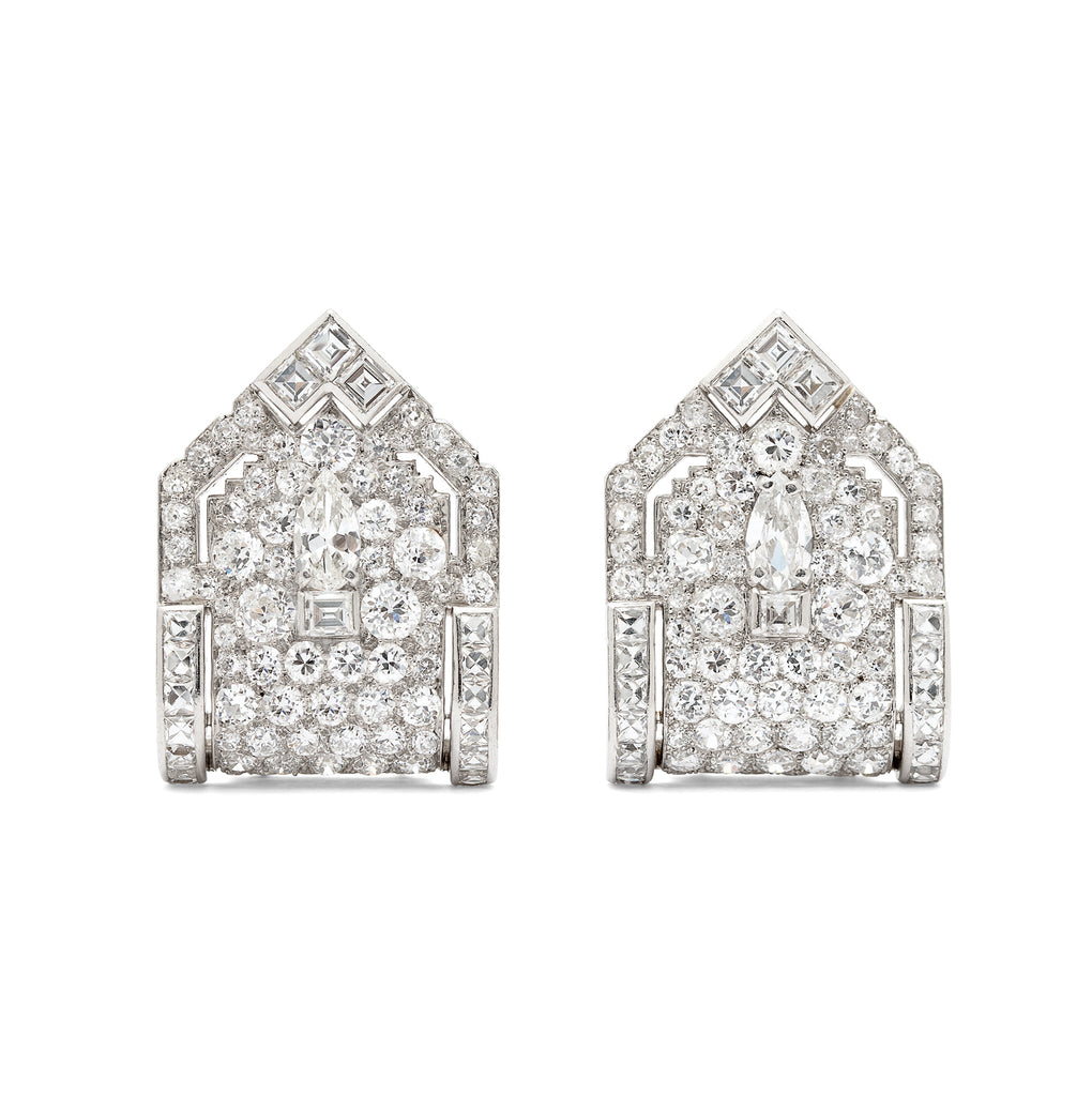 Art Deco Diamond & Platinum Dress Clips