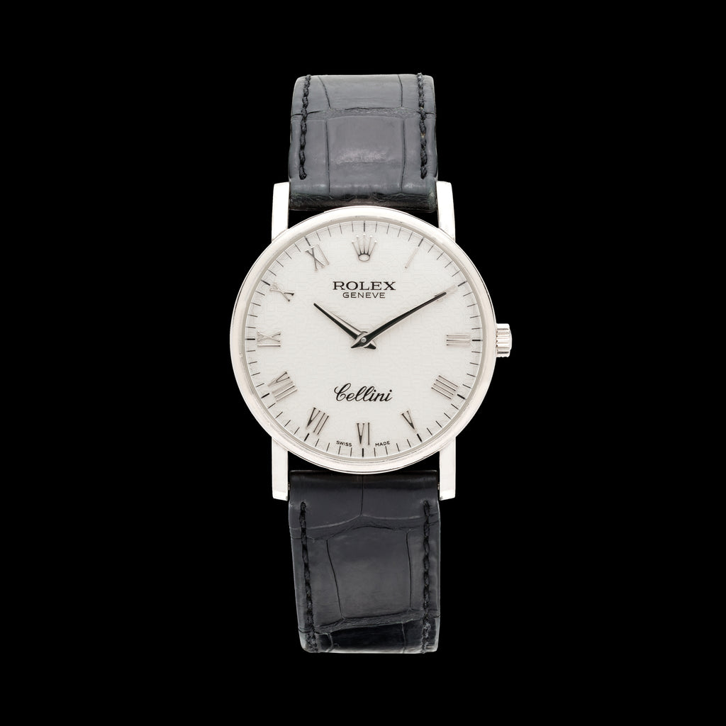 Rolex Cellini Classic 18k White Gold Leather Strap Watch 5115