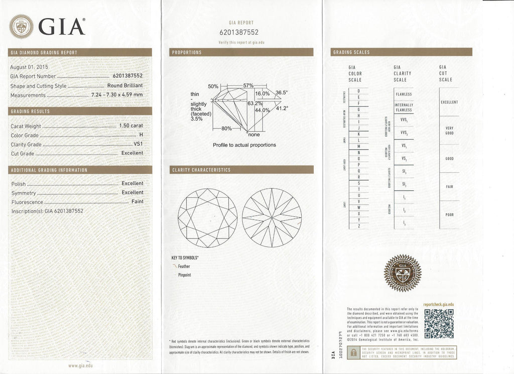 GIA H/VS1 1.50ct Round Diamond Halo Engagement Ring