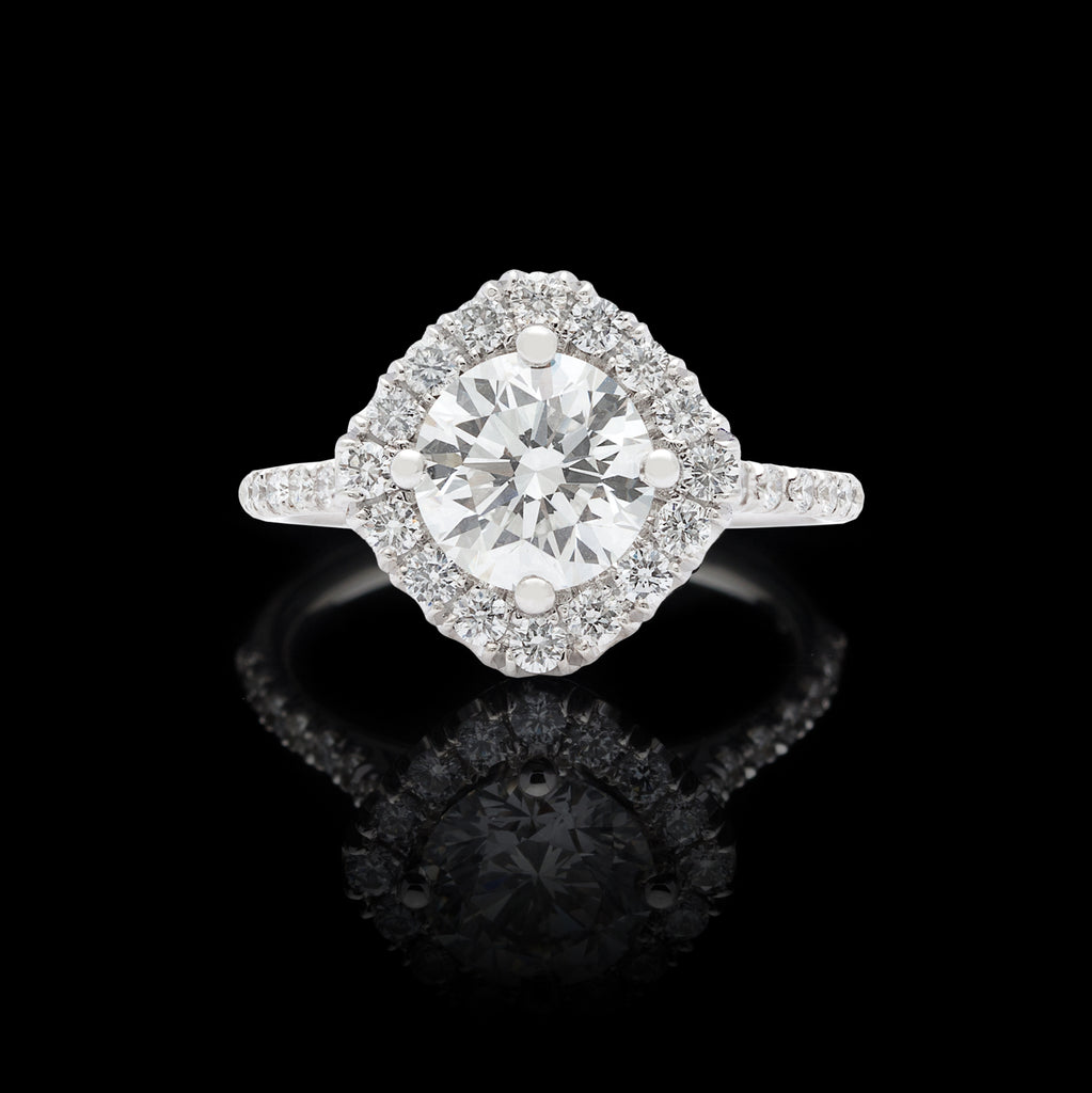 GIA H/VS1 1.50ct Round Diamond Halo Engagement Ring