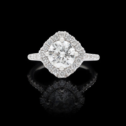 GIA H/VS1 1.50ct Round Diamond Halo Engagement Ring