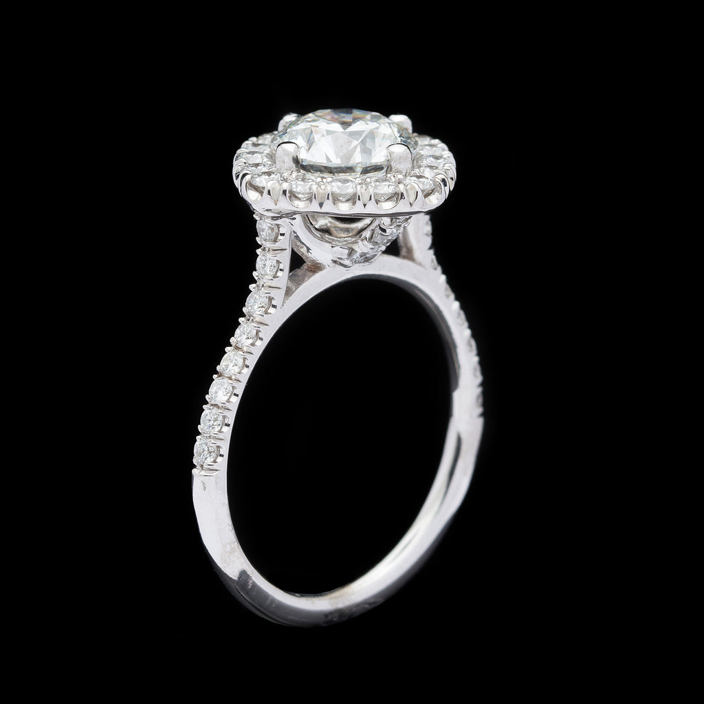 GIA H/VS1 1.50ct Round Diamond Halo Engagement Ring