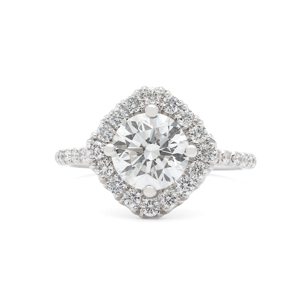 GIA H/VS1 1.50ct Round Diamond Halo Engagement Ring