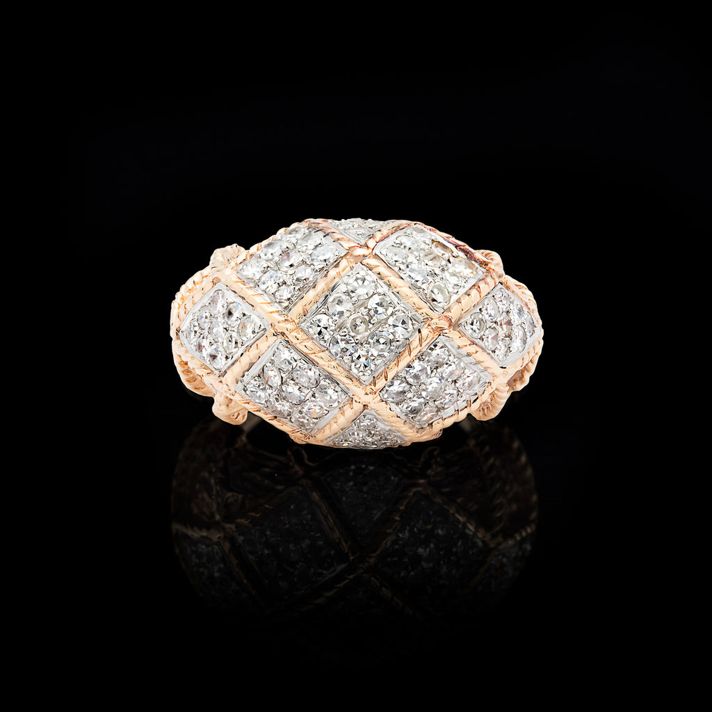 Estate Diamond and Gold Bombe Ring
