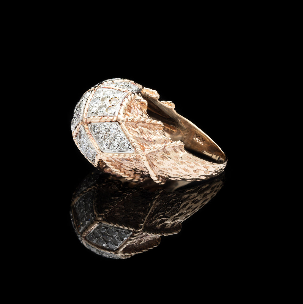 Estate Diamond and Gold Bombe Ring