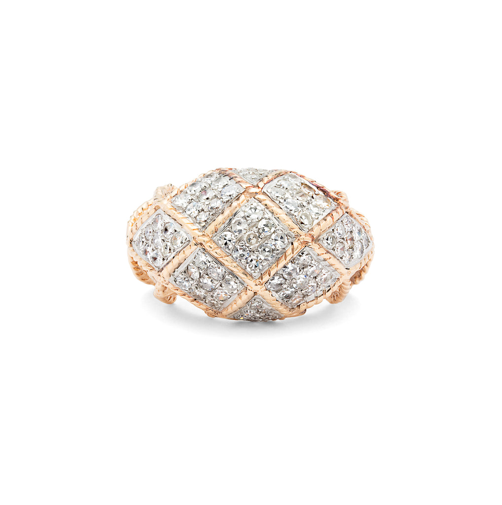 Estate Diamond and Gold Bombe Ring