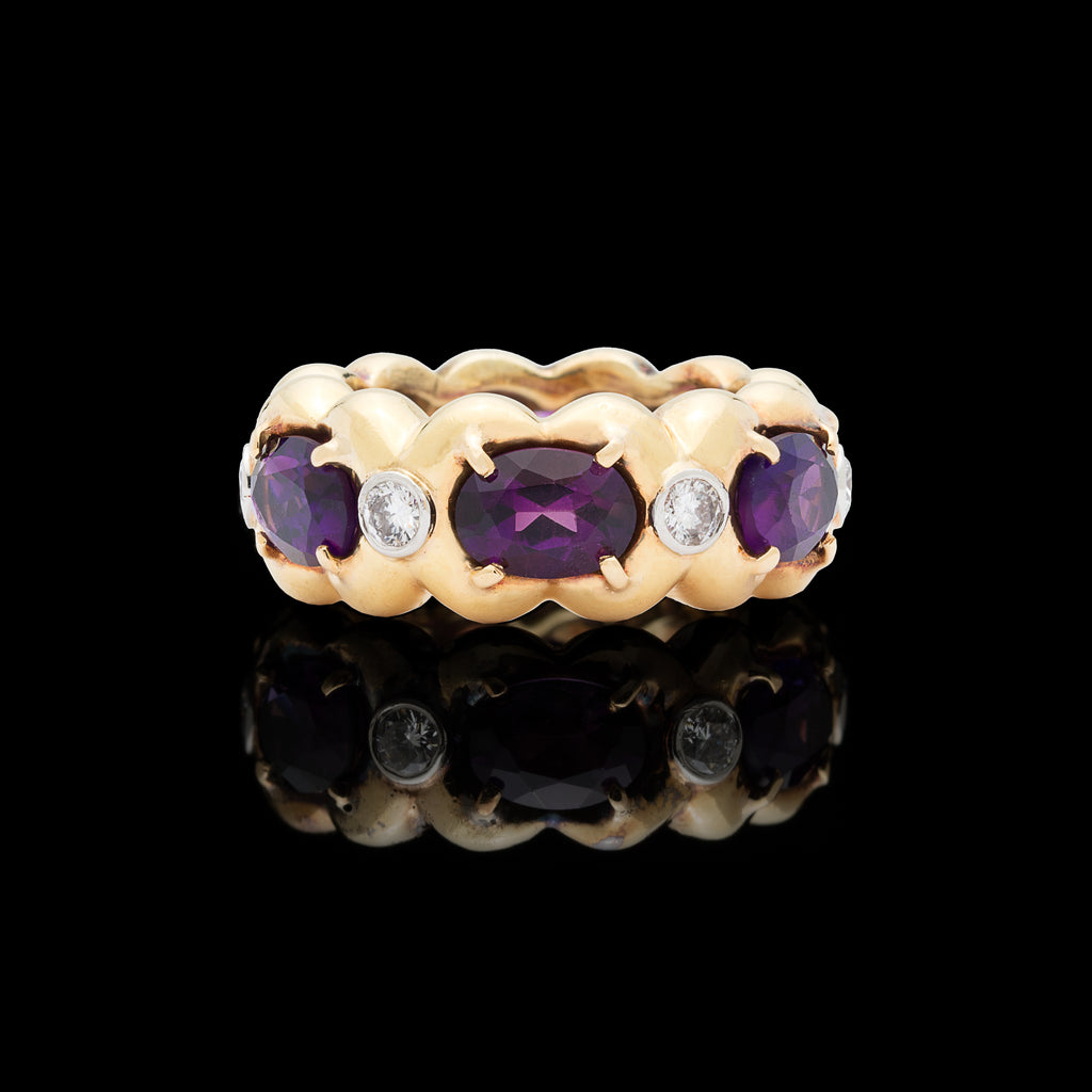 Estate Verdura Amethyst and Diamond Eternity Ring
