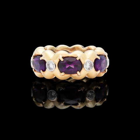 Estate Verdura Amethyst and Diamond Eternity Ring