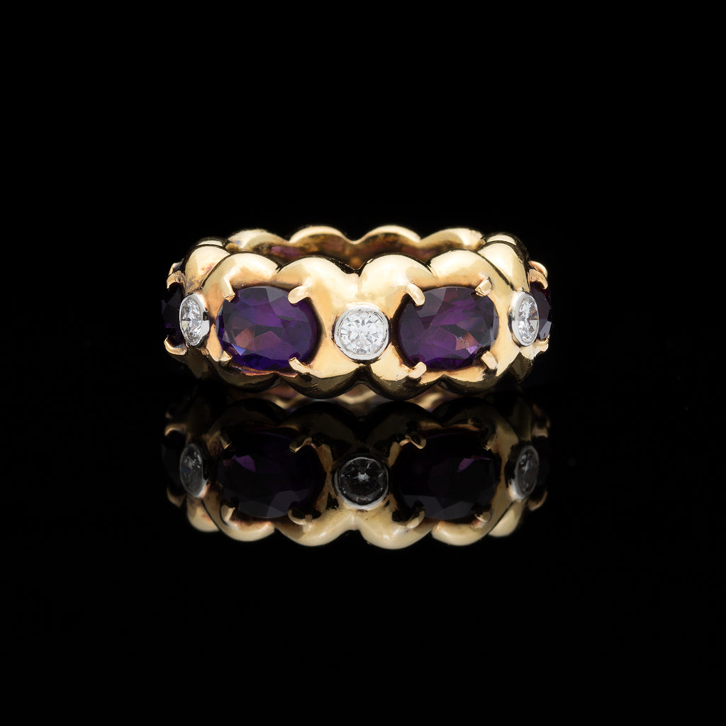 Estate Verdura Amethyst and Diamond Eternity Ring