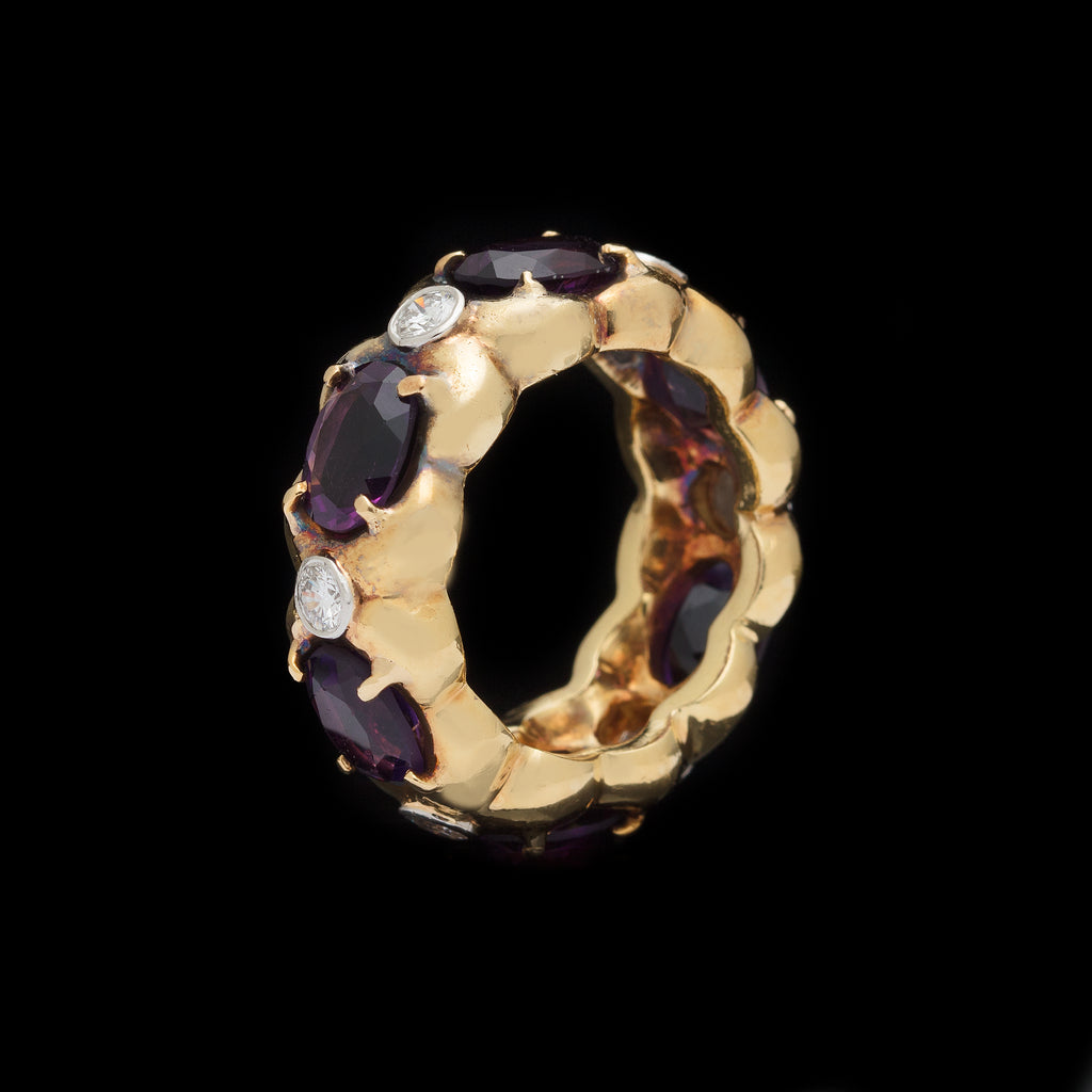 Estate Verdura Amethyst and Diamond Eternity Ring