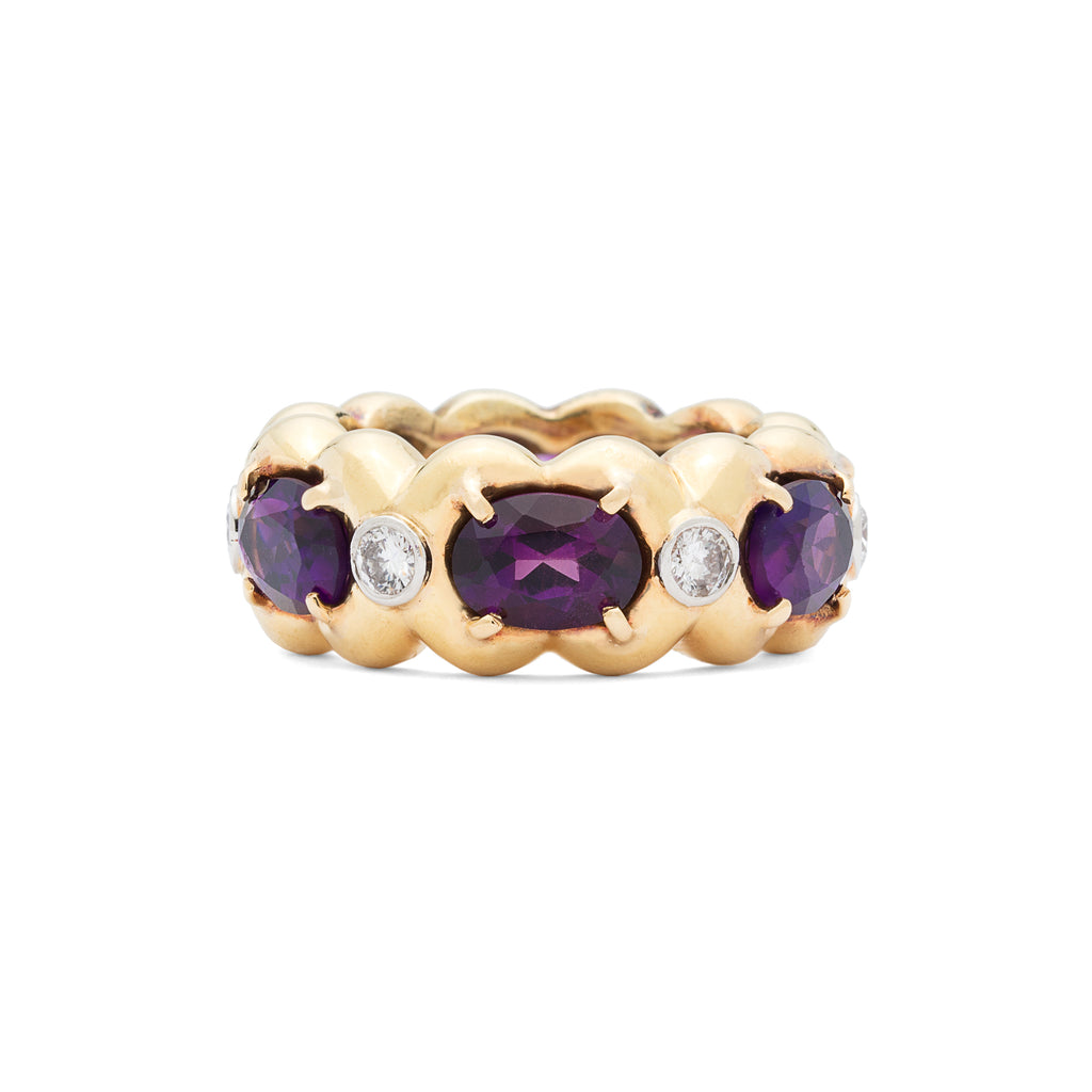 Estate Verdura Amethyst and Diamond Eternity Ring