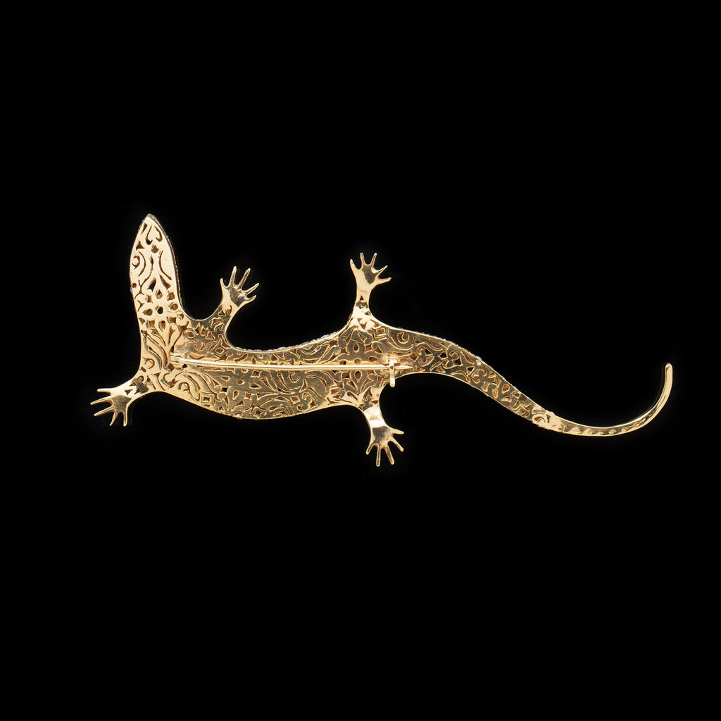 Estate Tsavorite and Diamond Salamander Brooch