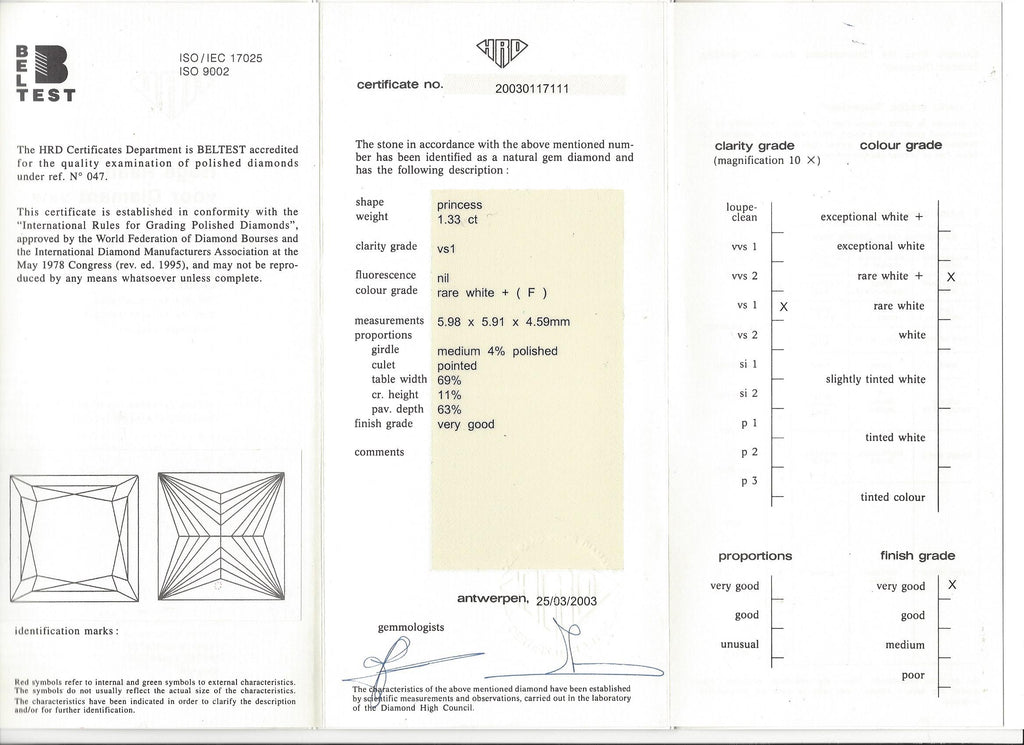Spectacular F/VS1 Princess Cut Diamond Earrings
