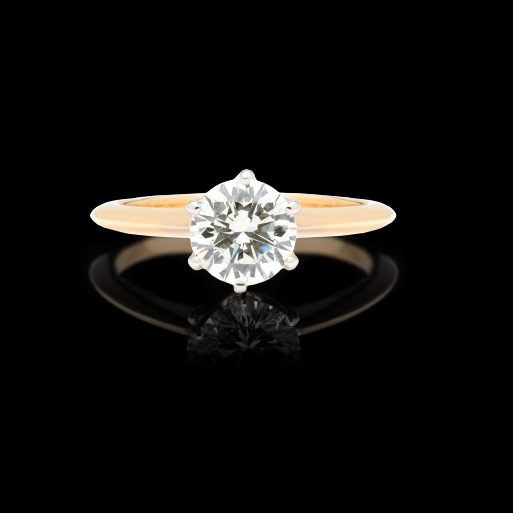 GIA 1.02ct F/VS2 Diamond in Yellow Gold 6 Prong Ring