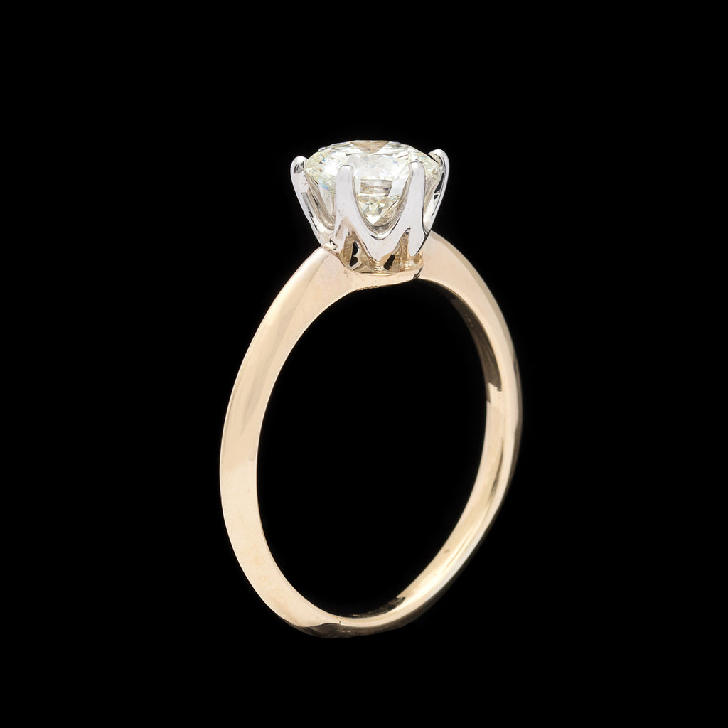 GIA 1.02ct F/VS2 Diamond in Yellow Gold 6 Prong Ring