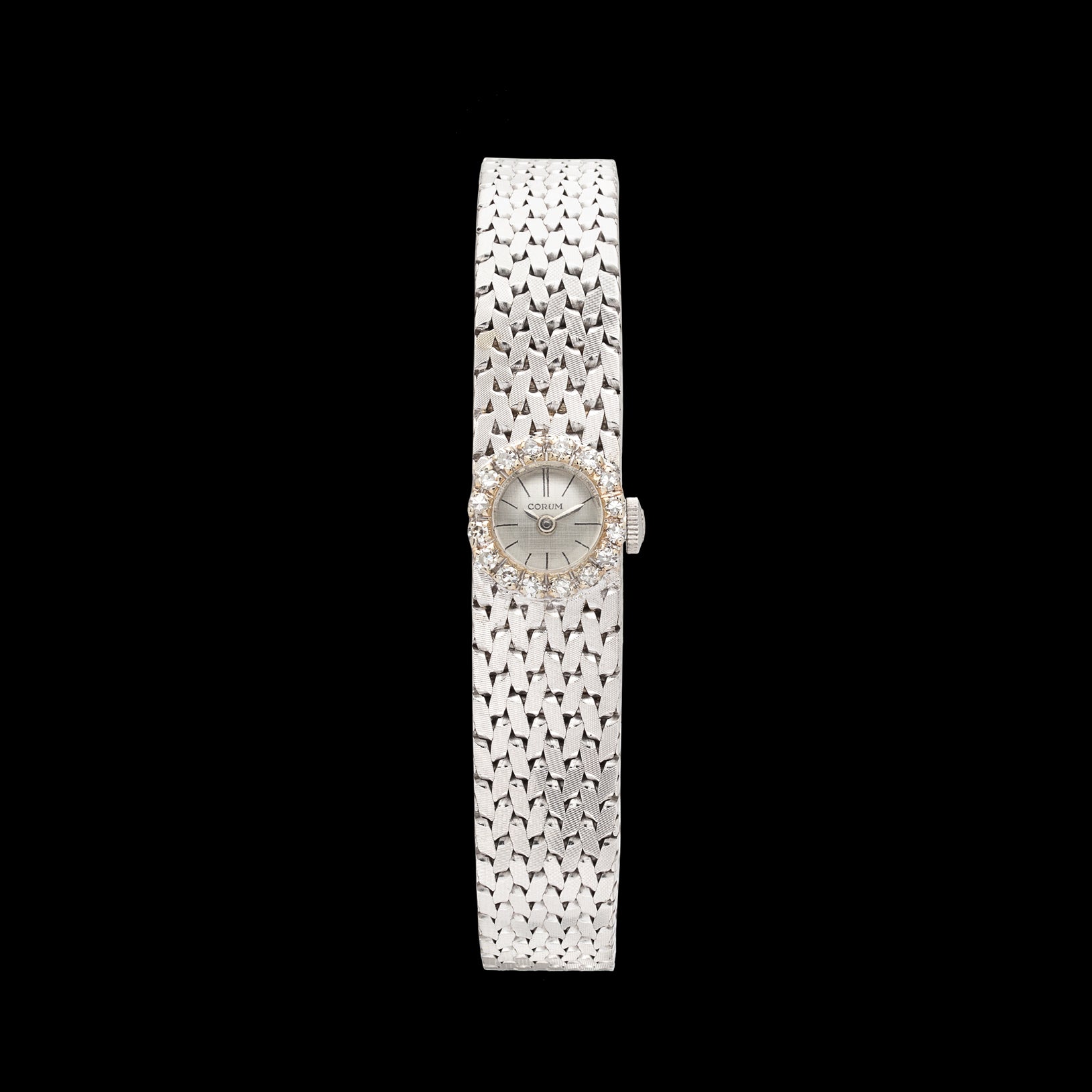 Corum Ladies Diamond 18k White Gold Wristwatch 66mint Fine Estate Jewelry
