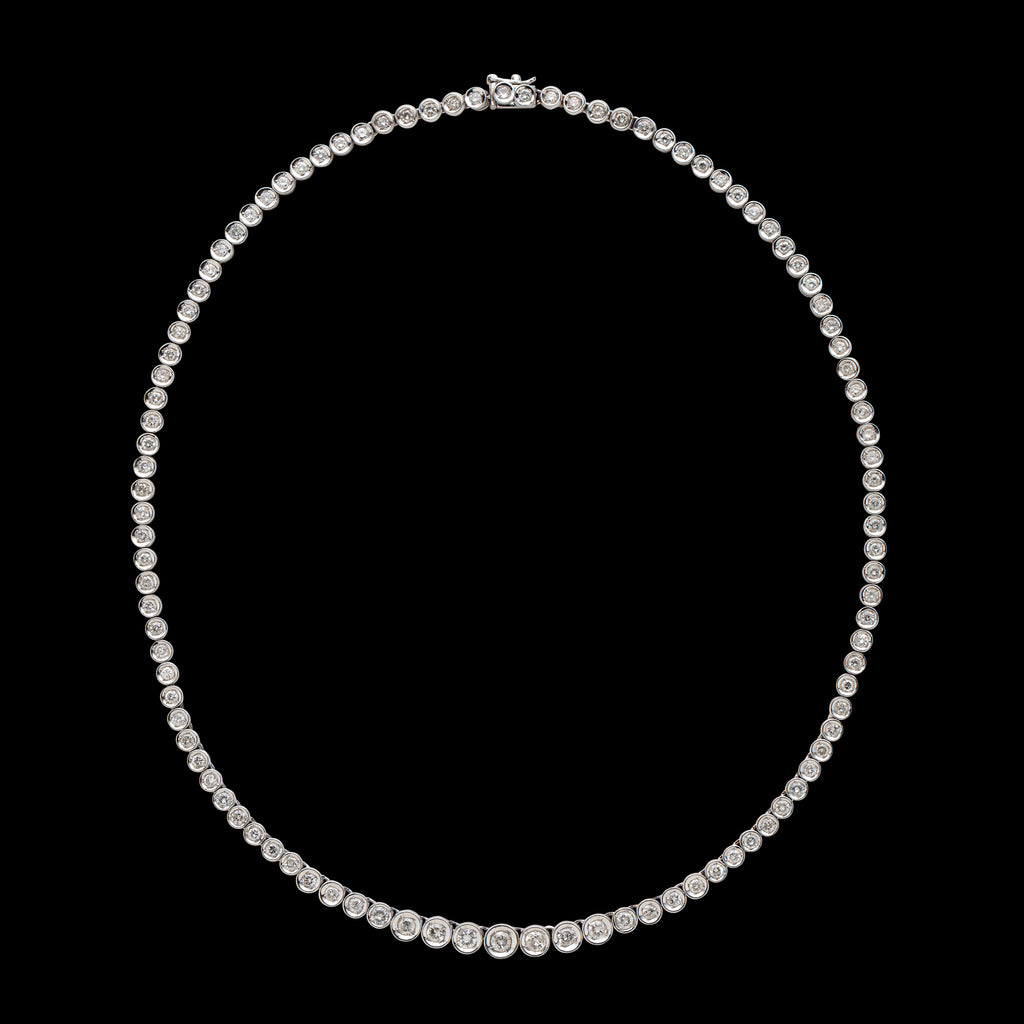 Graduated Riviera Platinum Diamond Necklace