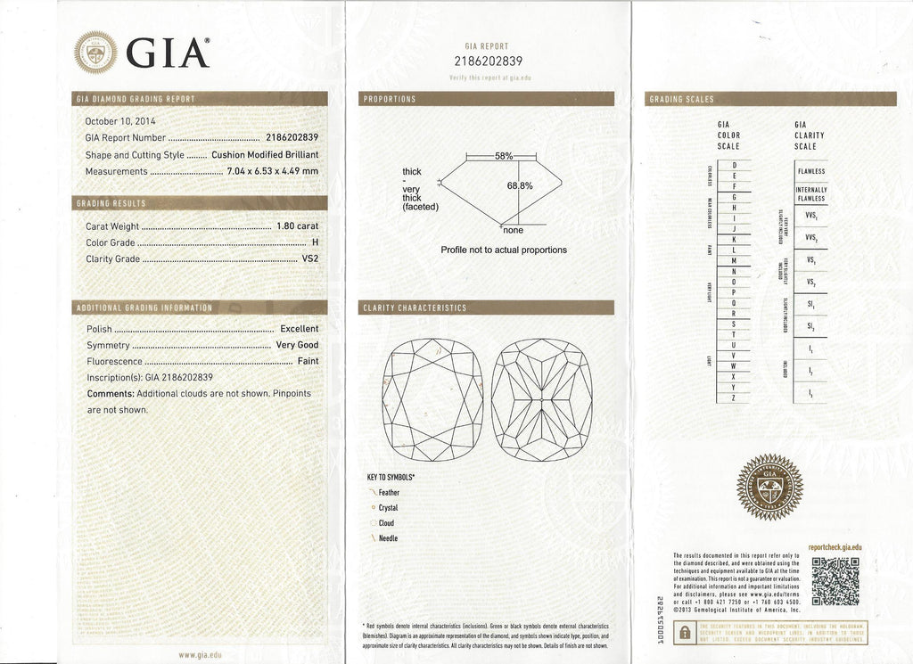 GIA Cushion Cut Diamond & Platinum French Engagement Ring