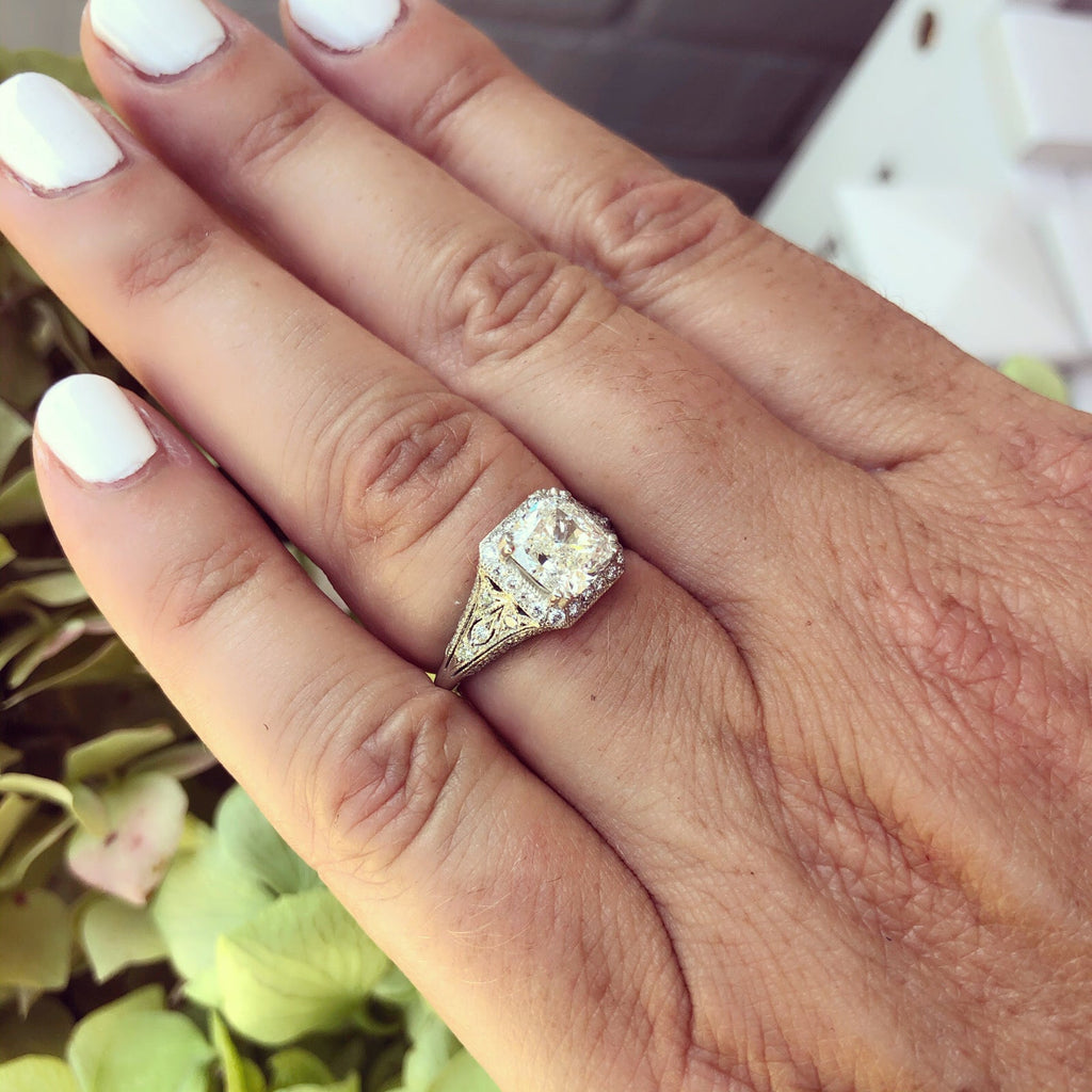 GIA Cushion Cut Diamond & Platinum French Engagement Ring