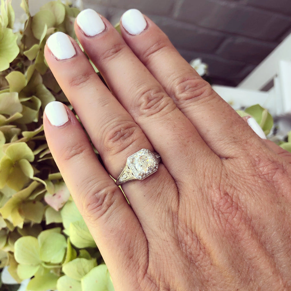 GIA Cushion Cut Diamond & Platinum French Engagement Ring