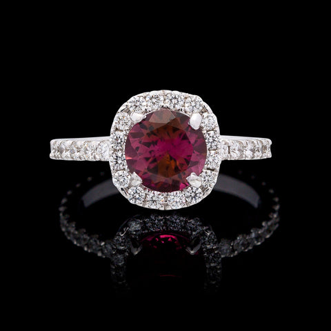 Tourmaline, Diamond and 14k White Gold Ring