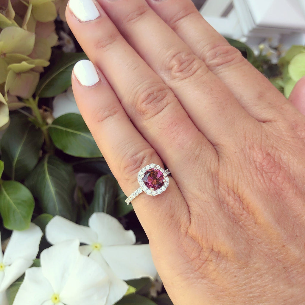 Tourmaline, Diamond and 14k White Gold Ring