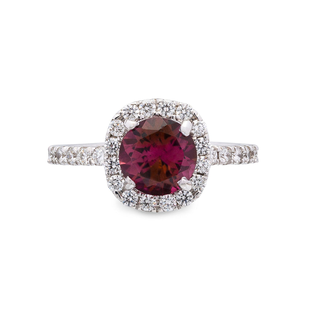 Tourmaline, Diamond and 14k White Gold Ring