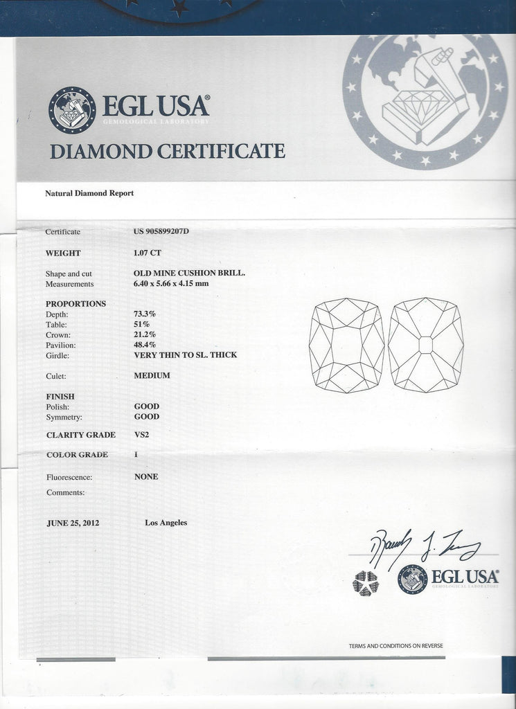 EGL 1.07-ct. I/VS2 Old Mine-Cut Loose Diamond