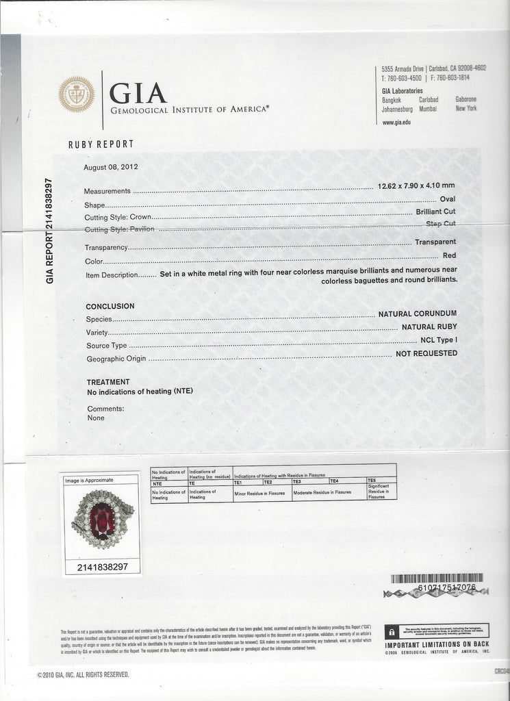 Phenomenal Unheated 3.87ct Ruby in Estate Platinum & Diamond Ring