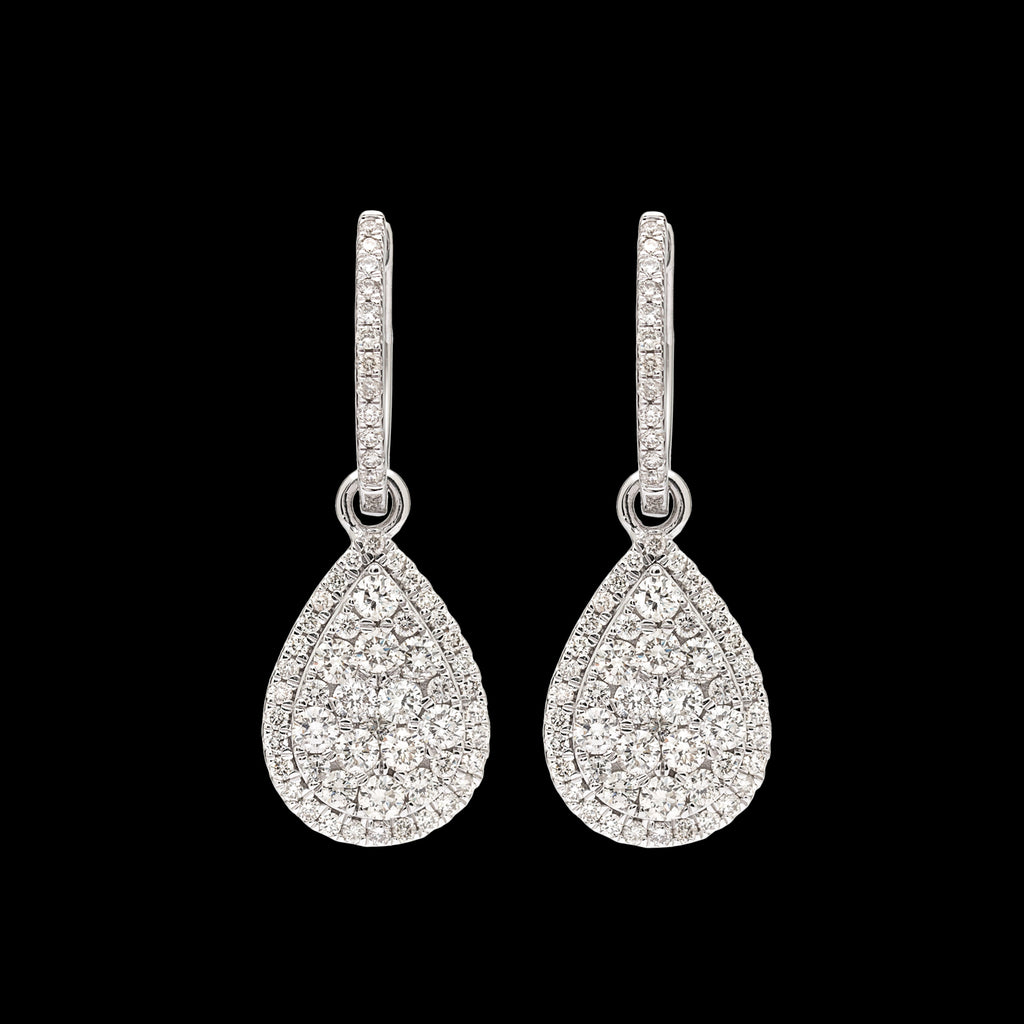 Pear-Shaped Diamond & White Gold Drop Earrings