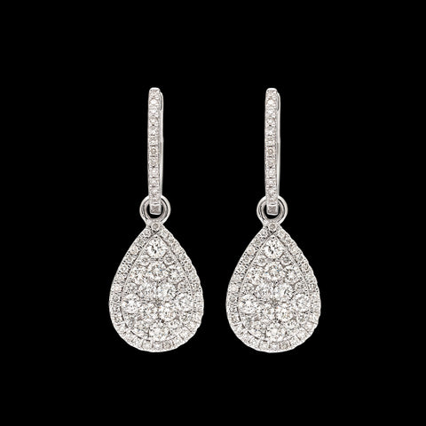 Pear-Shaped Diamond & White Gold Drop Earrings