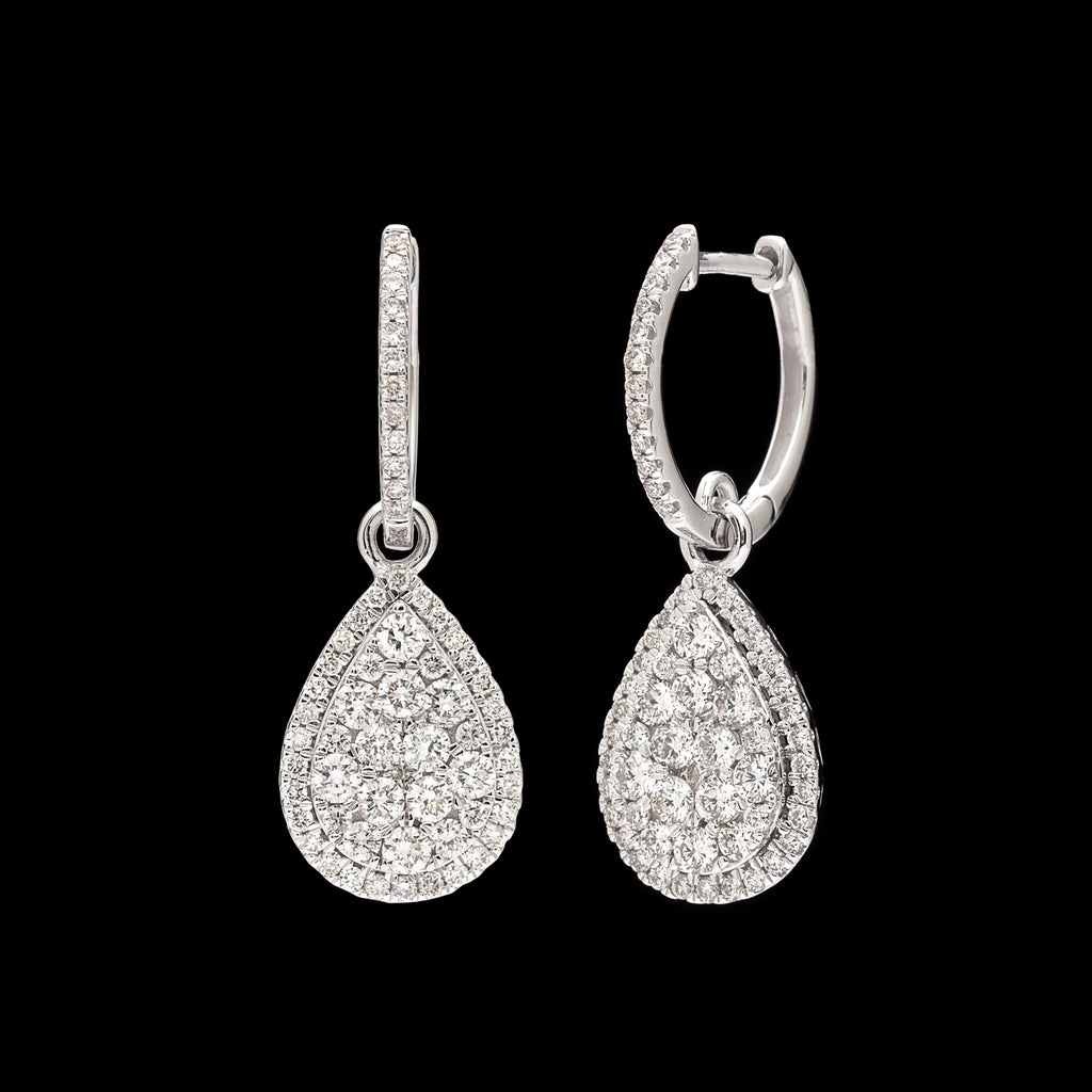 Pear-Shaped Diamond & White Gold Drop Earrings