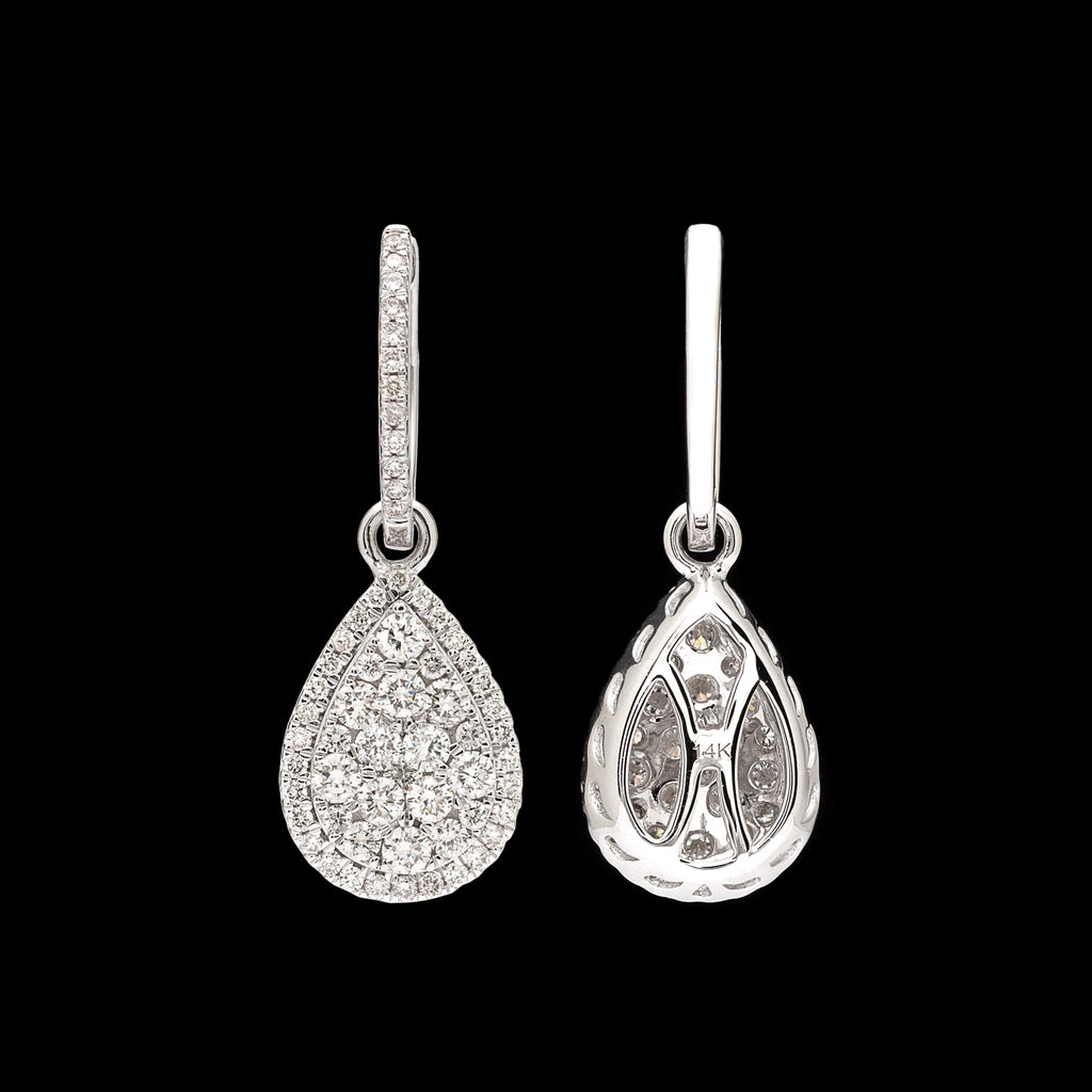 Pear-Shaped Diamond & White Gold Drop Earrings