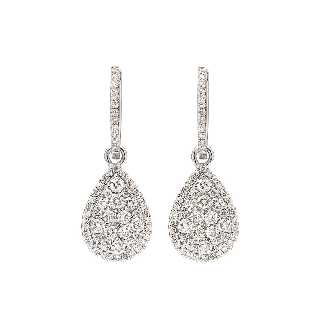 Pear-Shaped Diamond & White Gold Drop Earrings