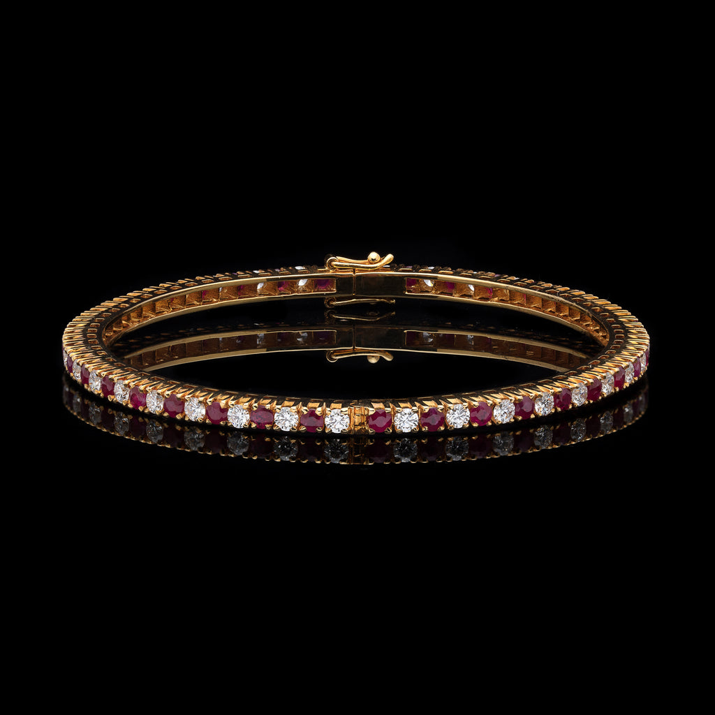 Ruby & Diamond 22k Gold Bangle Bracelet