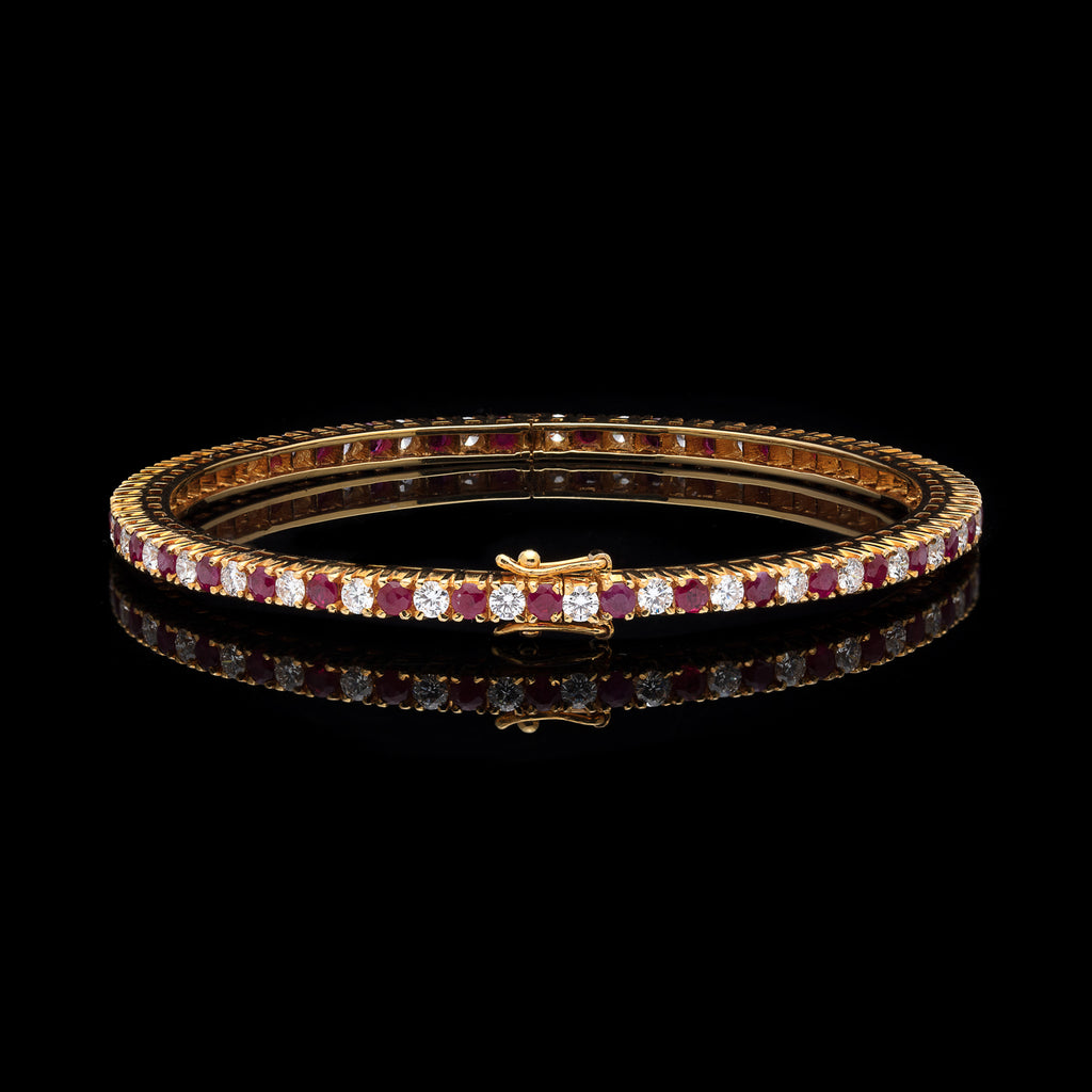 Ruby & Diamond 22k Gold Bangle Bracelet