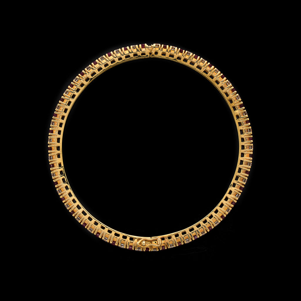 Ruby & Diamond 22k Gold Bangle Bracelet